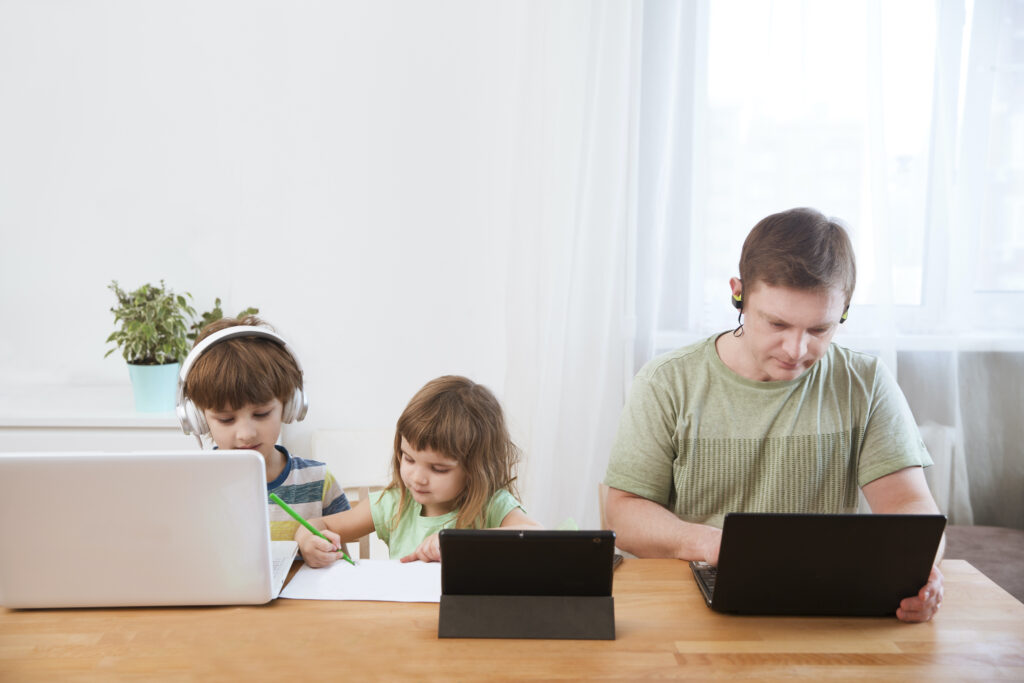 Working from home while home-schooling young children