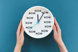 A clock pointing to "now," indicating that this is the right time to start engaging patients if you haven't already