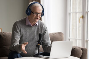 "Patient voice" recording of a podcast episode for an educational or awareness campaign