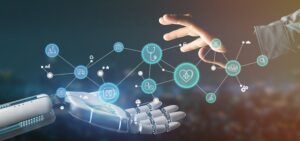 Concept image illustrating the use of AI for obtaining medical knowledge. 