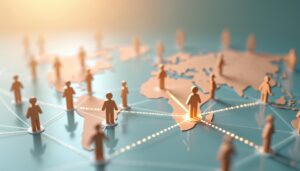 AI-generated image depicting an international team of connected individuals (in this case, MSLs)